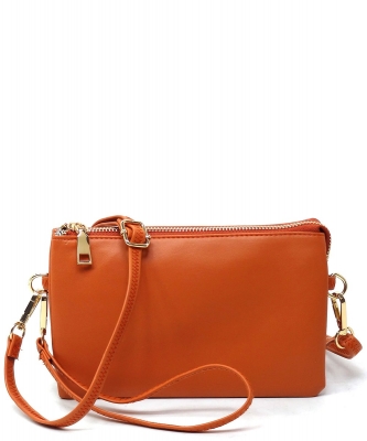 Fashion Crossbody Bag Clutch Wristlet 3102PJ RUST